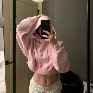 tna pink crop hoodie